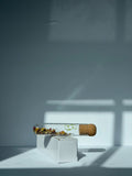 Borosilicate glass herb infuser with oak cork closure – front view