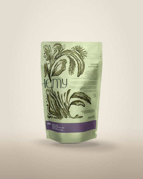 CALMA herbal blend – back of pouch with ingredients list