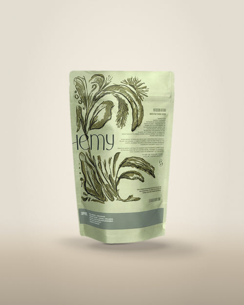 NOURISH herbal blend – back of pouch with ingredients list