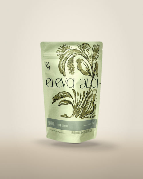 NOURISH herbal blend – front of pouch, daily mineral infusion tea